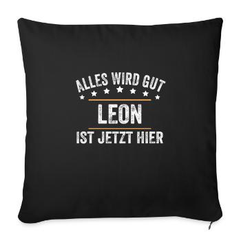Leon Vorname Name Geburtstag - Sofakissenbezug 45 x 45 cm - Schwarz - Vorne