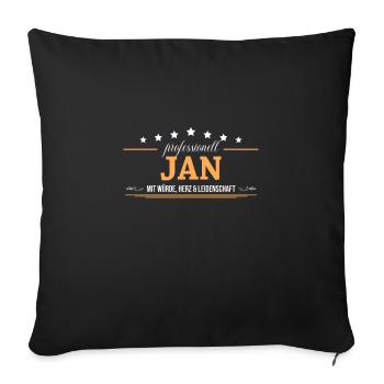 Professionell Jan Name Vorname - Sofakissenbezug 45 x 45 cm - Schwarz - Vorne