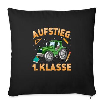 Aufstieg 1. Klasse Traktor - Sofakissenbezug 45 x 45 cm - Schwarz - Vorne