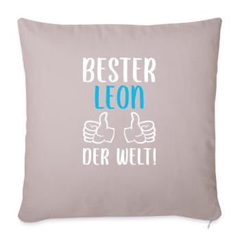 Léon Prénom Nom Anniversaire - Housse de coussin décorative 45 x 45 cm - taupe clair - Devant