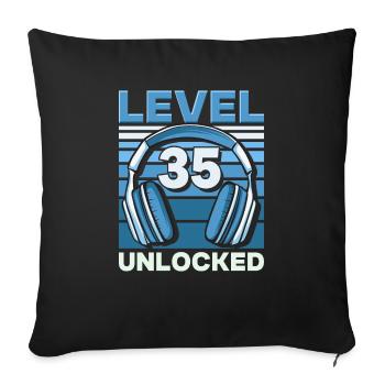Level 35 Unlocked Gaming Birthday Gamer - Sofa pillowcase 17,3'' x 17,3'' (45 x 45 cm) - black - Front
