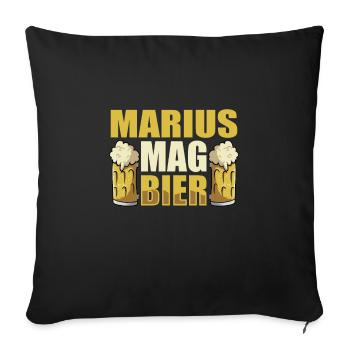 Marius mag Bier Name Geburtstag - Sofakissenbezug 45 x 45 cm - Schwarz - Vorne