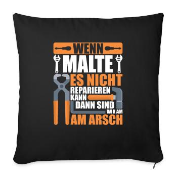 Vorname Malte Name Geburtstag Geschenk - Sofakissenbezug 45 x 45 cm - Schwarz - Vorne