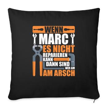 Vorname Marc Name Geburtstag Geschenk - Sofakissenbezug 45 x 45 cm - Schwarz - Vorne
