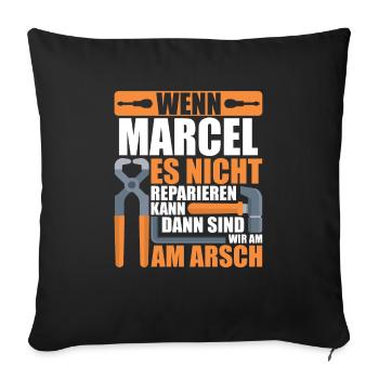 Vorname Marcel Name Geburtstag Geschenk - Sofakissenbezug 45 x 45 cm - Schwarz - Vorne