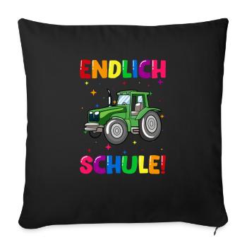 Endlich Schule Traktor 1. Klasse - Sofakissenbezug 45 x 45 cm - Schwarz - Vorne