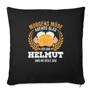 Helmut Vorname Name Geburtstag Bier saufen - Sofakissenbezug 45 x 45 cm - Schwarz - Vorne