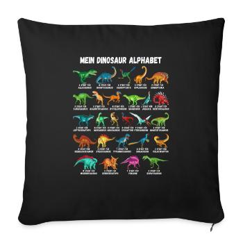 Mein Dinosaurier Alphabet Kinder Arten Dino A-Z - Sofakissenbezug 45 x 45 cm - Schwarz - Vorne