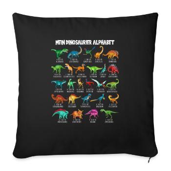 Mein Dinosaurier Alphabet Kinder Arten Dino A-Z - Sofakissenbezug 45 x 45 cm - Schwarz - Vorne