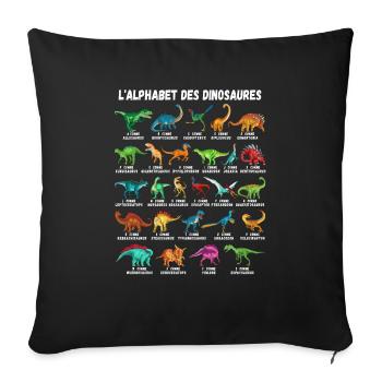 Mein Dinosaurier Alphabet Kinder Arten Dino A-Z - Sofakissenbezug 45 x 45 cm - Schwarz - Vorne