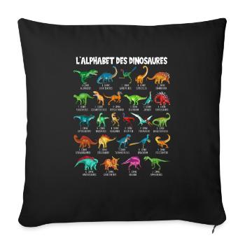 Mein Dinosaurier Alphabet Kinder Arten Dino A-Z - Sofakissenbezug 45 x 45 cm - Schwarz - Vorne