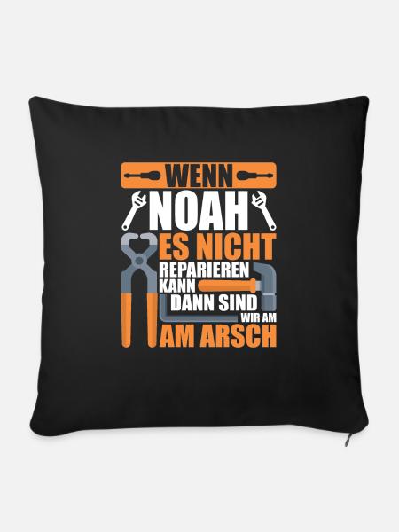 Vorname Noah Name Geburtstag Geschenk - Sofakissenbezug 45 x 45 cm - Schwarz