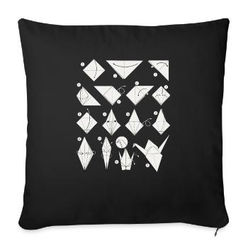Origami Japanese Art Folding Crane Paper - Sofa pillowcase 17,3'' x 17,3'' (45 x 45 cm) - black - Front