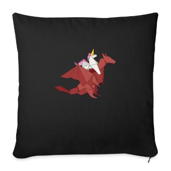 Origami Japanese Art Folding Crane Paper - Sofa pillowcase 17,3'' x 17,3'' (45 x 45 cm) - black - Front