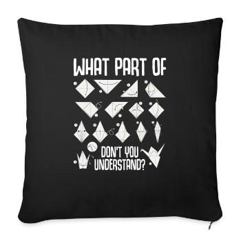 Origami Japanese Art Folding Crane Paper - Sofa pillowcase 17,3'' x 17,3'' (45 x 45 cm) - black - Front