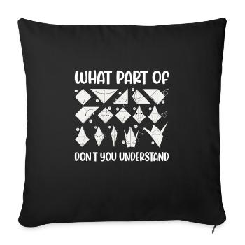 Origami Japanese Art Folding Crane Paper - Sofa pillowcase 17,3'' x 17,3'' (45 x 45 cm) - black - Front