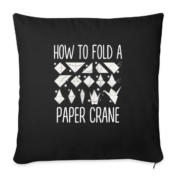 Origami Japanese Art Folding Crane Paper - Sofa pillowcase 17,3'' x 17,3'' (45 x 45 cm) - black - Front