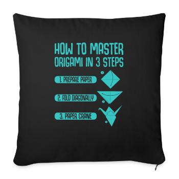 Origami Japanese Art Folding Crane Paper - Sofa pillowcase 17,3'' x 17,3'' (45 x 45 cm) - black - Front