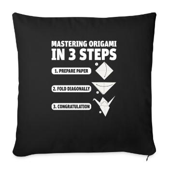 Origami Japanese Art Folding Crane Paper - Sofa pillowcase 17,3'' x 17,3'' (45 x 45 cm) - black - Front