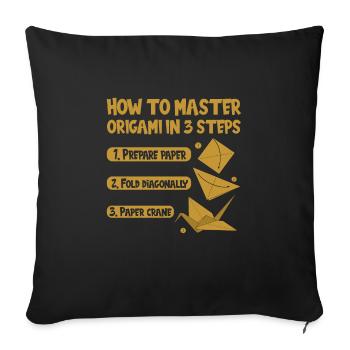 Origami Japanese Art Folding Crane Paper - Sofa pillowcase 17,3'' x 17,3'' (45 x 45 cm) - black - Front