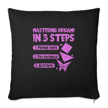 Origami Japanese Art Folding Crane Paper - Sofa pillowcase 17,3'' x 17,3'' (45 x 45 cm) - black - Front