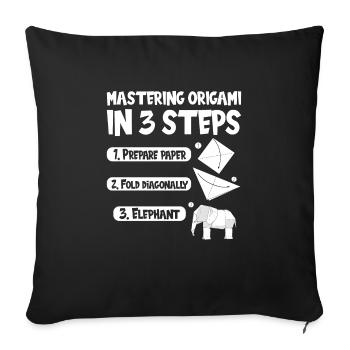 Origami Japanese Art Folding Crane Paper - Sofa pillowcase 17,3'' x 17,3'' (45 x 45 cm) - black - Front