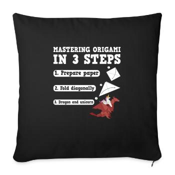 Origami Japanese Art Folding Crane Paper - Sofa pillowcase 17,3'' x 17,3'' (45 x 45 cm) - black - Front