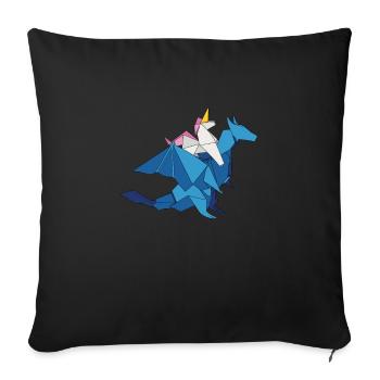 Origami Japanese Art Folding Crane Paper - Sofa pillowcase 17,3'' x 17,3'' (45 x 45 cm) - black - Front