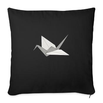 Origami Japanese Art Folding Crane Paper - Sofa pillowcase 17,3'' x 17,3'' (45 x 45 cm) - black - Front