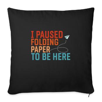 Origami Japanese Art Folding Crane Paper - Sofa pillowcase 17,3'' x 17,3'' (45 x 45 cm) - black - Front