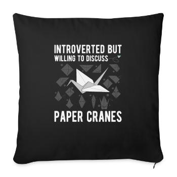 Origami Japanese Art Folding Crane Paper - Sofa pillowcase 17,3'' x 17,3'' (45 x 45 cm) - black - Front