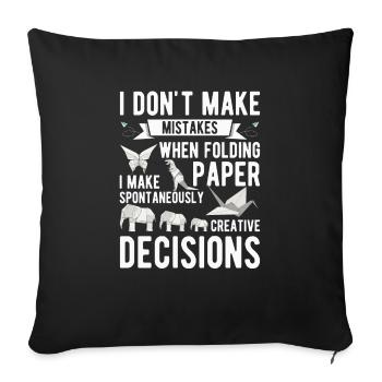 Origami Japanese Art Folding Crane Paper - Sofa pillowcase 17,3'' x 17,3'' (45 x 45 cm) - black - Front