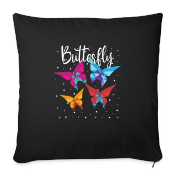 Origami Japanese Art Folding Crane Paper - Sofa pillowcase 17,3'' x 17,3'' (45 x 45 cm) - black - Front