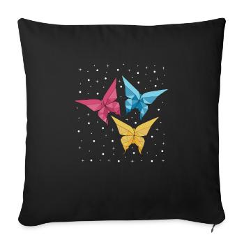 Origami Japanese Art Folding Crane Paper - Sofa pillowcase 17,3'' x 17,3'' (45 x 45 cm) - black - Front