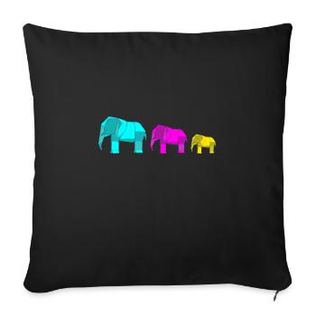 Origami Japanese Art Folding Crane Paper - Sofa pillowcase 17,3'' x 17,3'' (45 x 45 cm) - black - Front