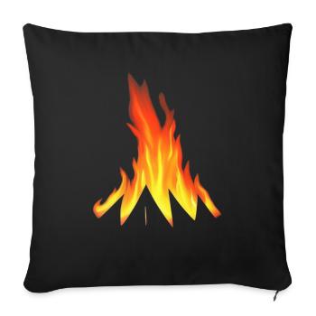Feu de camp Camping Nature Feu de forêt Extérieur Tente 1 - Housse de coussin décorative 45 x 45 cm - noir - Devant