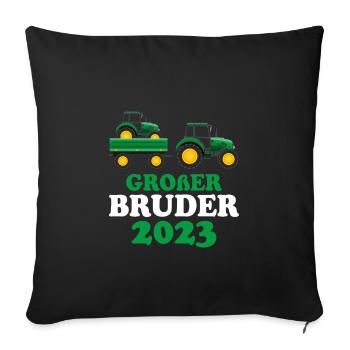 Großer Bruder 2023 Traktor Schwangerschaft - Sofakissenbezug 45 x 45 cm - Schwarz - Vorne