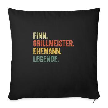 Finn Grillmeister Ehemann Vorname Grillen - Sofakissenbezug 45 x 45 cm - Schwarz - Vorne