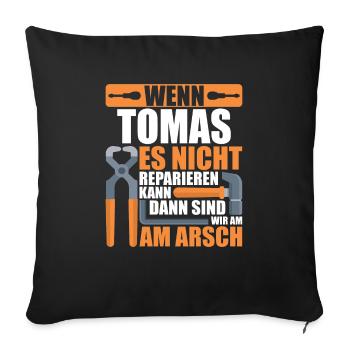 Vorname Tomas Name Geburtstag Geschenk - Sofakissenbezug 45 x 45 cm - Schwarz - Vorne