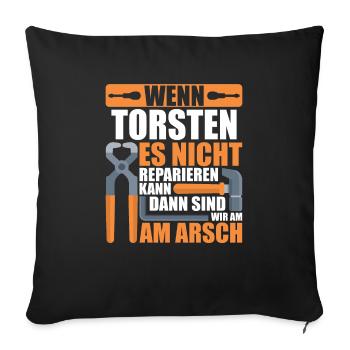 Vorname Torsten Name Geburtstag Geschenk - Sofakissenbezug 45 x 45 cm - Schwarz - Vorne
