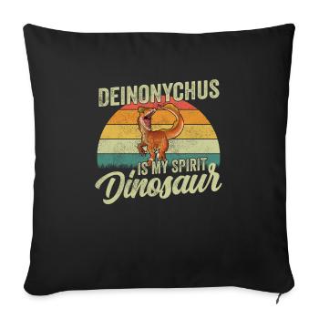 Deinonychus Dinosaur Children Dino Gift - Sofa pillowcase 17,3'' x 17,3'' (45 x 45 cm) - black - Front