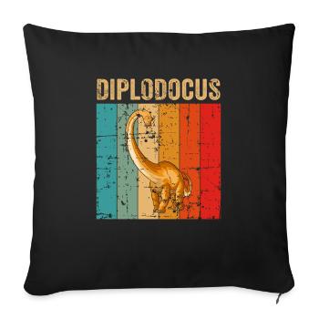 Diplodocus Dinosaur Children Dino Gift - Sofa pillowcase 17,3'' x 17,3'' (45 x 45 cm) - black - Front