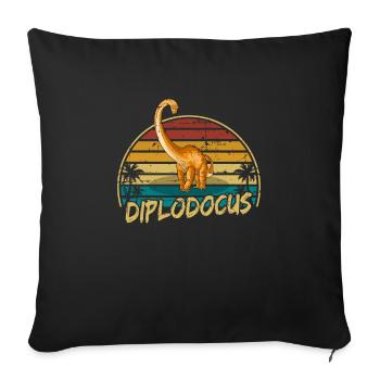 Diplodocus Dinosaur Children Dino Gift - Sofa pillowcase 17,3'' x 17,3'' (45 x 45 cm) - black - Front