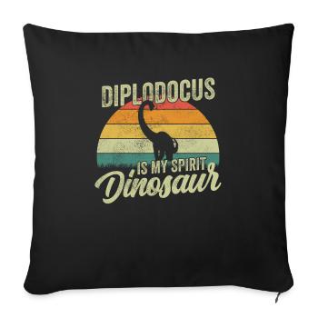 Diplodocus Dinosaur Children Dino Gift - Sofa pillowcase 17,3'' x 17,3'' (45 x 45 cm) - black - Front