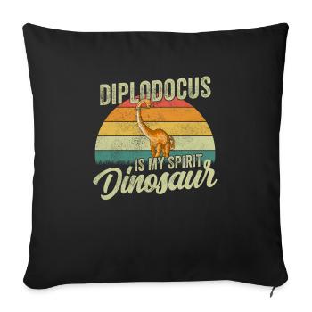 Diplodocus Dinosaur Children Dino Gift - Sofa pillowcase 17,3'' x 17,3'' (45 x 45 cm) - black - Front