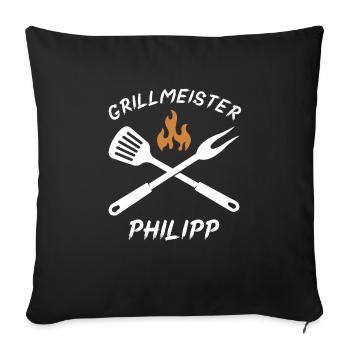Grillmeister Philipp - Sofakissenbezug 45 x 45 cm - Schwarz - Vorne