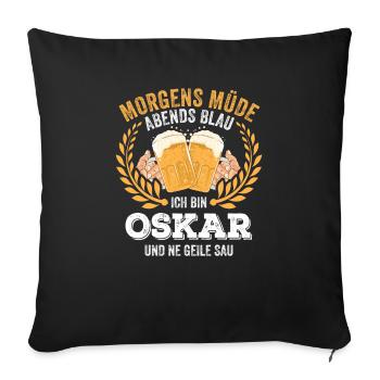 Oskar Vorname Name Geburtstag Bier saufen - Sofakissenbezug 45 x 45 cm - Schwarz - Vorne