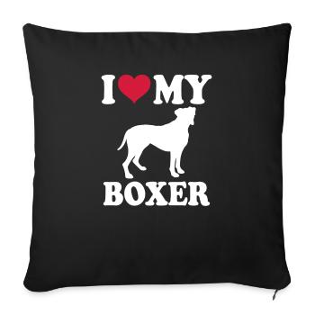 Propriétaire de chien boxeur allemand - Housse de coussin décorative 45 x 45 cm - noir - Devant