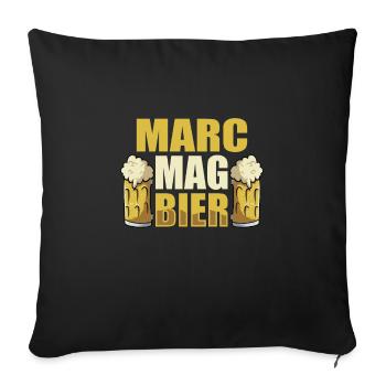 Marc mag Bier Name Geburtstag - Sofakissenbezug 45 x 45 cm - Schwarz - Vorne
