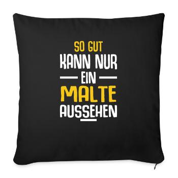 Malte Vorname Name Geburtstag - Sofakissenbezug 45 x 45 cm - Schwarz - Vorne